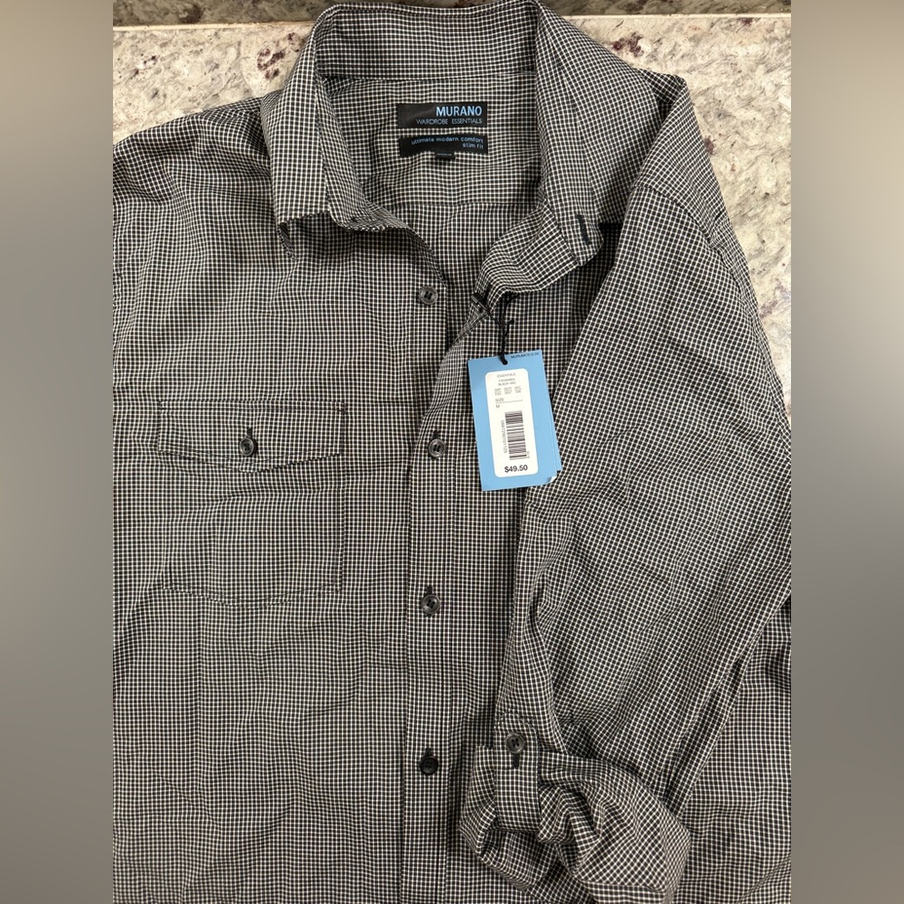 Murano | M Men’s Gray Wardrobe Essentials Button Shirt Slim Fit